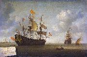 The seizure of the English flagship 'Royal Charles,' captured during the raid on Chatham, June 1667. Jeronymus van Diest